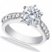 1.00 ct Round Cut Diamond Engagement Ring Whit Millgrain on The Shank 